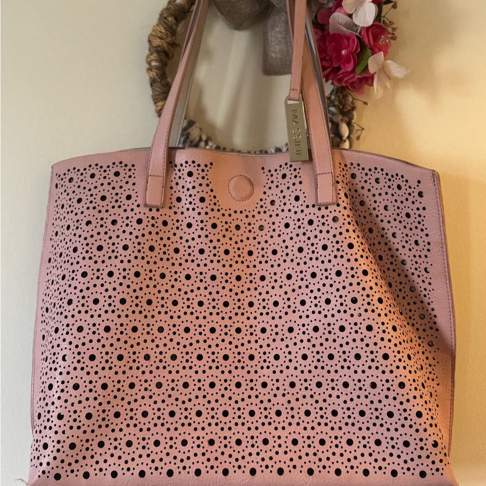 MASSINI Light Pink Perforated Tote Bag